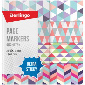 Флажки-закладки Berlingo "Ultra Sticky" "Geometry", 18*70мм, бумажные, в книжке