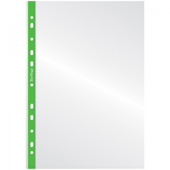 Папка-вкладыш с цветным корешком Berlingo, А4, 30мкм, глянцевая, зеленая (набор 20 шт.)