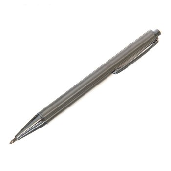 Ручка шариковая, автоматическая, корпус металлический серебристый, стержень синий 0.5 мм