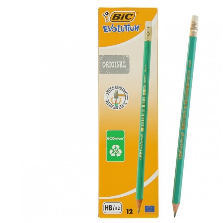 Карандаш чернографитный BIC HB Evolution ECOlutions пластиковый с ластиком